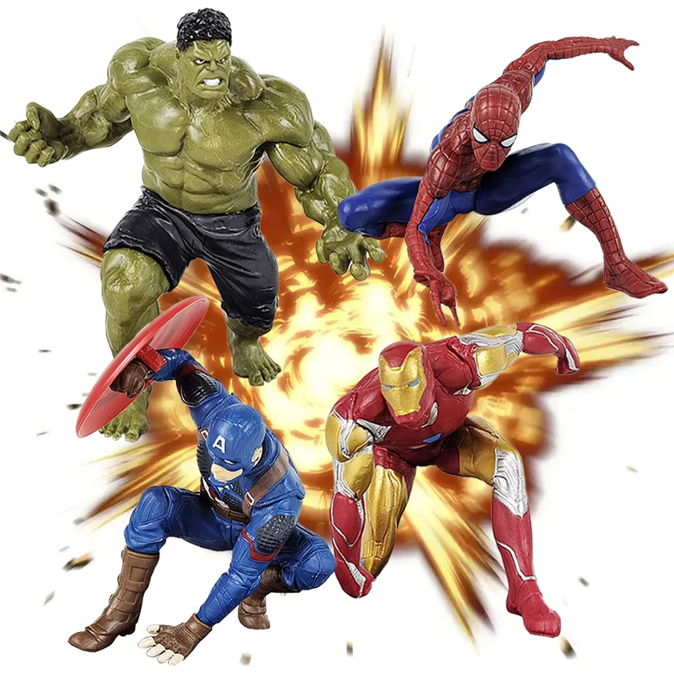 13.5 سنتيمتر المنتقمون عمل الشكل تمثال ثانو الحديد كابتن أمريكا هالك الرجل العنكبوت سبايدرمان لعبة مجسمة دمية