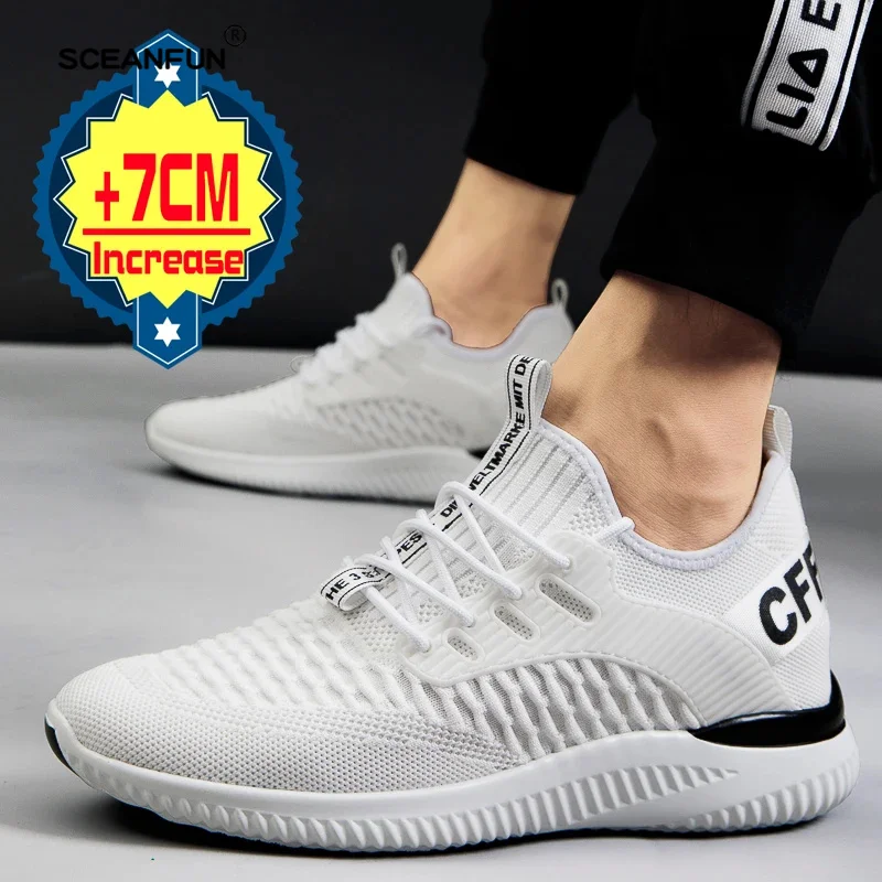 Men sneakers elevator shoes man breathable sports casual board shoes luxury platform men hidden inner heightening shoes 7cm