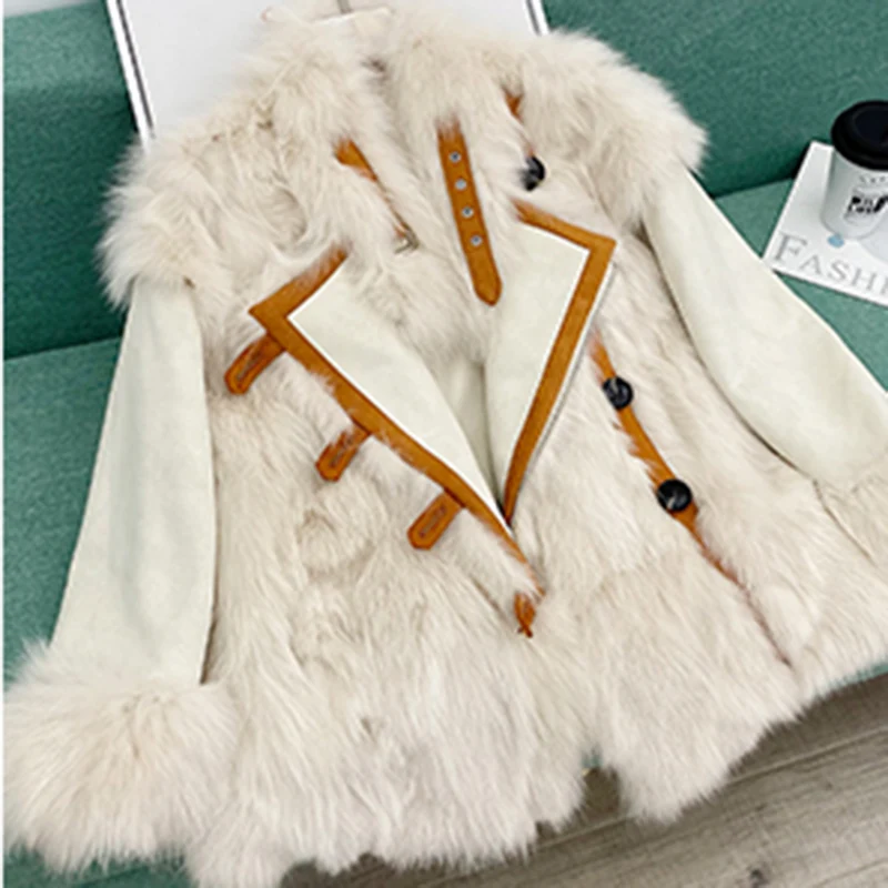 2022Winter Fashion Faux Fur Faux Fox Fur Coat women Warm Top Fur integration Wear both sides Jacket Loose Snow Overcoat For Lady