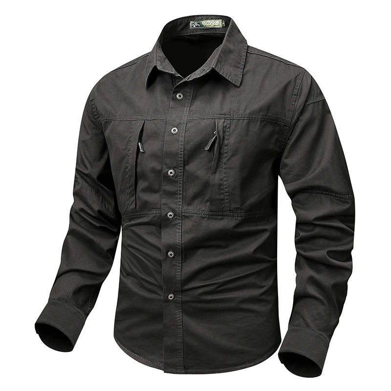 Size 5XL Spring Cotton Cargo Shirt for Men Long Sleeve Multi-Pocket Shirts Outdoor Casual Colthing High Quality Militar Overshir