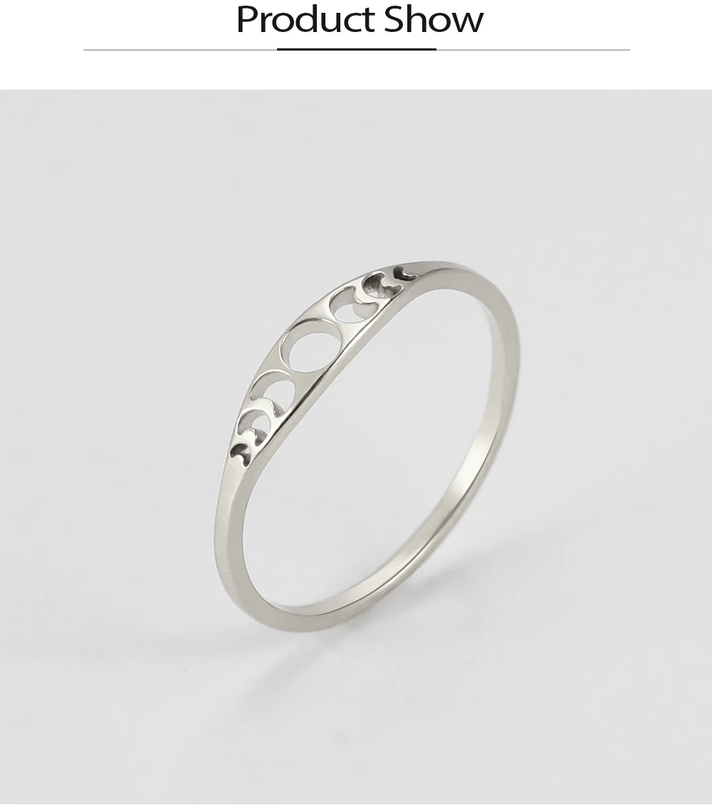 COOLTIME Mondphasenring für Damen, Edelstahl, minimalistisch, Paarringe, Schmuck, Jahrestagsgeschenk, 2026, neu im Großhandel – Detail 6