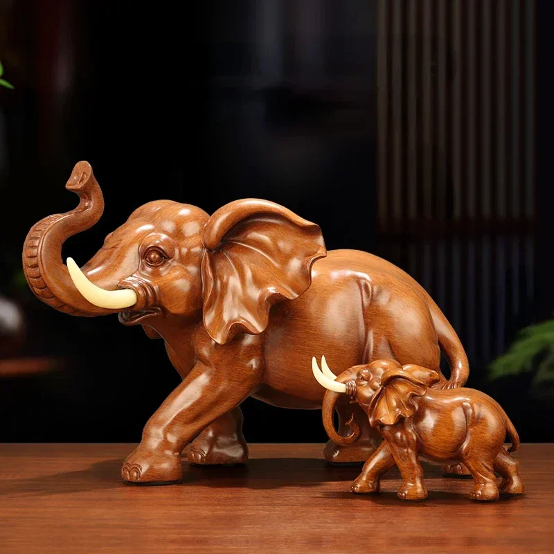 1PC Resin Lucky Elephant Ornament Feng Shui Animal sculpture Crafts Absorb wealth living room Office desktop home decoration