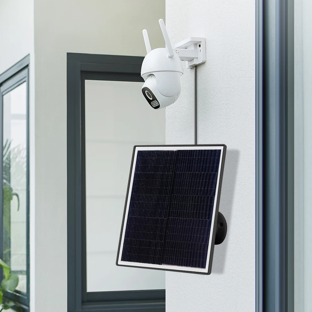 قابل للتعديل جدار جبل للكاميرا الأمن ، لوحة للطاقة الشمسية في الهواء الطلق ، شاحن خلايا أحادية البلورية ، مايكرو أوسب ، نوع-C ، 360 درجة ، 30 واط ، 5 فولت