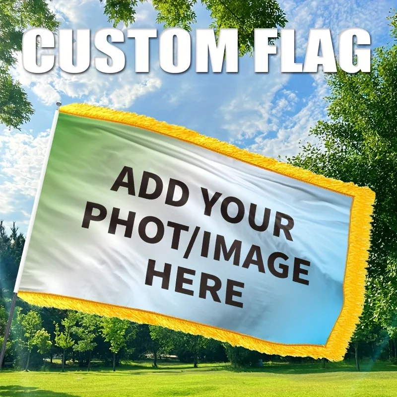 1pc Custom Square Tassel Flag with Photo, Durable Polyester Material, for Wedding Birthday Competition Graduation Christmas