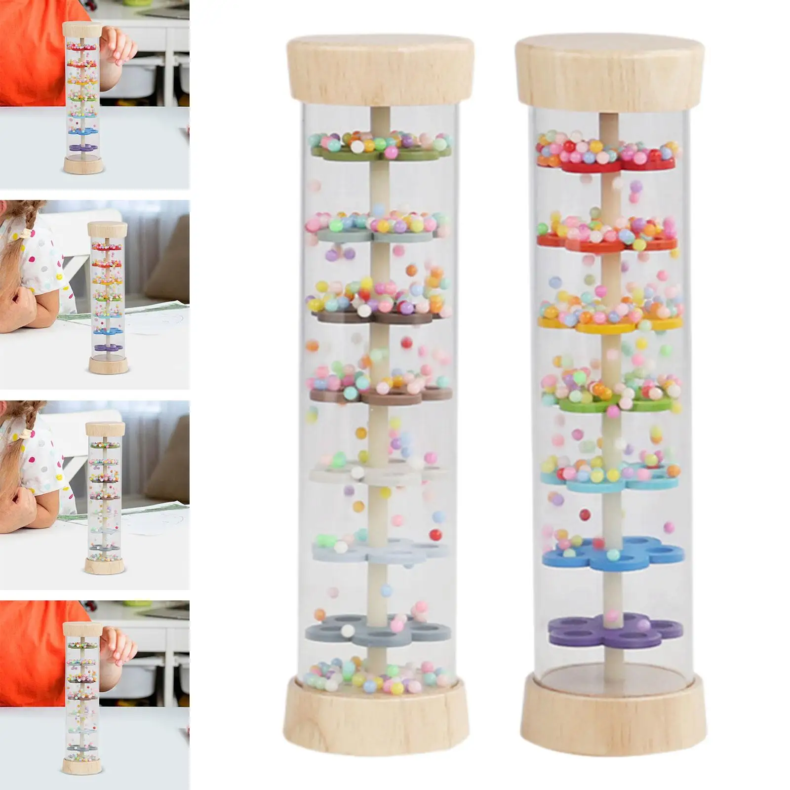 Rainmaker Rain Sound Tube Sensory Development สีสันลูกปัด Raindrop สําหรับเครื่องมือการสอนก่อนวัยเรียน Travel ของเล่นเด็กทารกสาว