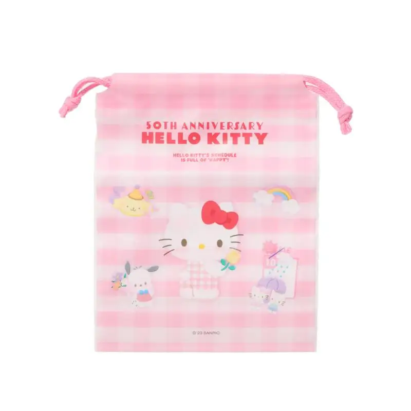 Cute Cartoon Hello Kitty 50TH Anniversary Travel Storage Drawstring Bag Multifunctional Dustproof for Girl S M L