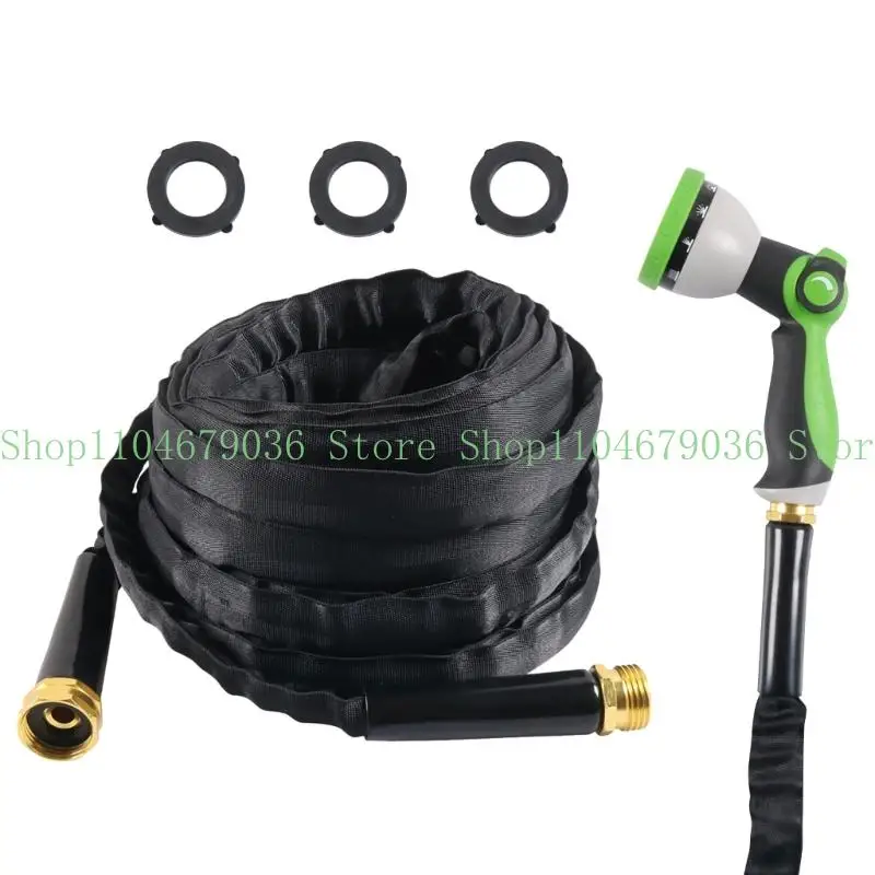 

652F Not Enlarging 50ft Marine Water Hose With Strong Bronze Fittings and 9 Sprinkle Nozzle for Outdoor Gardening Vessel