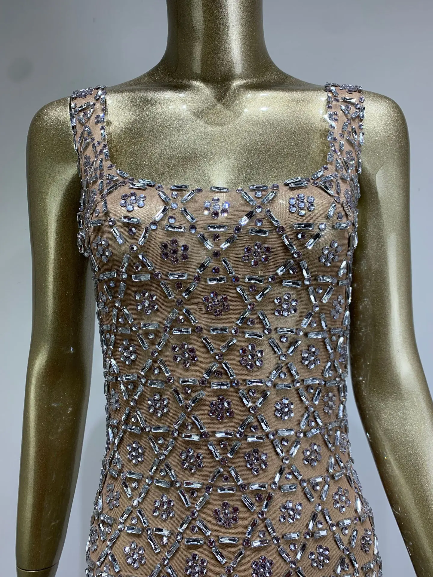 セクシーなラインストーンボールガウンスキニータイトパーティードレスセレブパフォーマンスイブニングドレスステージグラム衣装女性 Vallentain ドレス