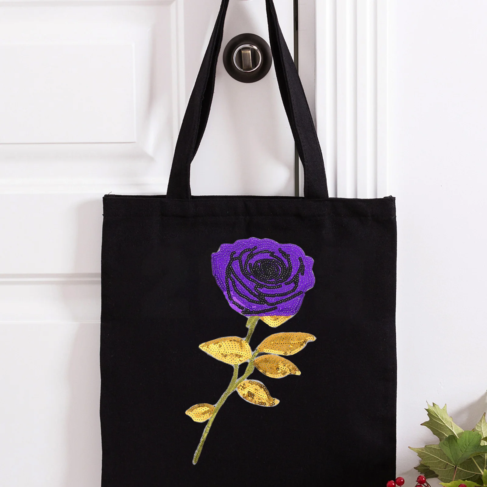 

2pcs Red Rose Embroidered Iron On Patch Reversible Sequin Flower Applique Decoration For Jeans Jacket Repair