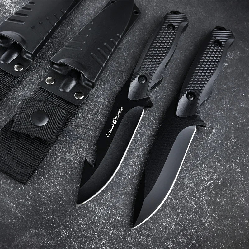 Cuchillo de hoja fija de alta dureza, hoja afilada, mango de plástico ABS, cuchillo de rescate militar para exteriores, cuchillos militares de combate EDC