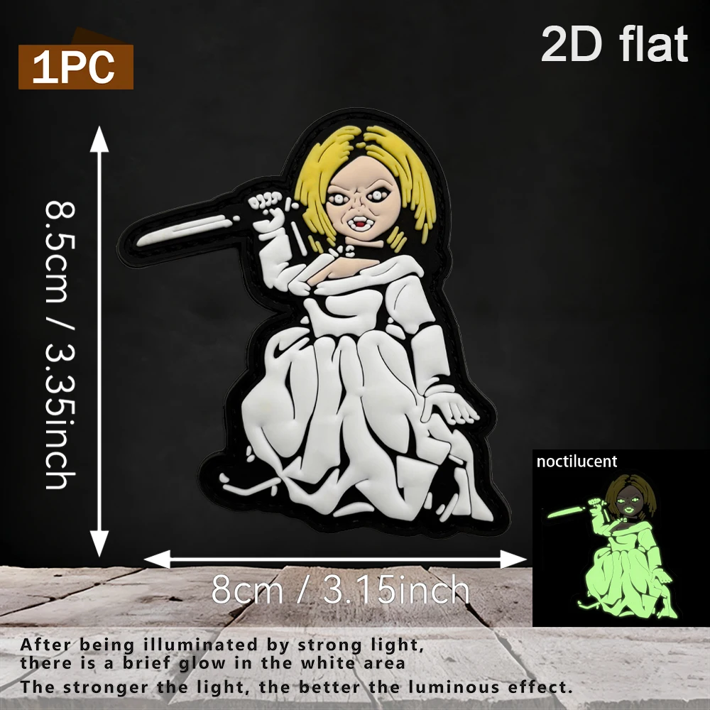 Specifications Available: 1Pc/2Pcs/3Pcs. Cartoon Girl with Sharp Blade Design, Special-Shaped, Luminous Pvc Arm Patch with Strong Edges, Can Be Repeatedly Peeled and Reapplied, Changing the Luminous Effect, Highly Visible, Suitable for Tactical Helmets, Motorcycle Bags, Baseball Caps, Outdoor Wear, and Decorative Accessories