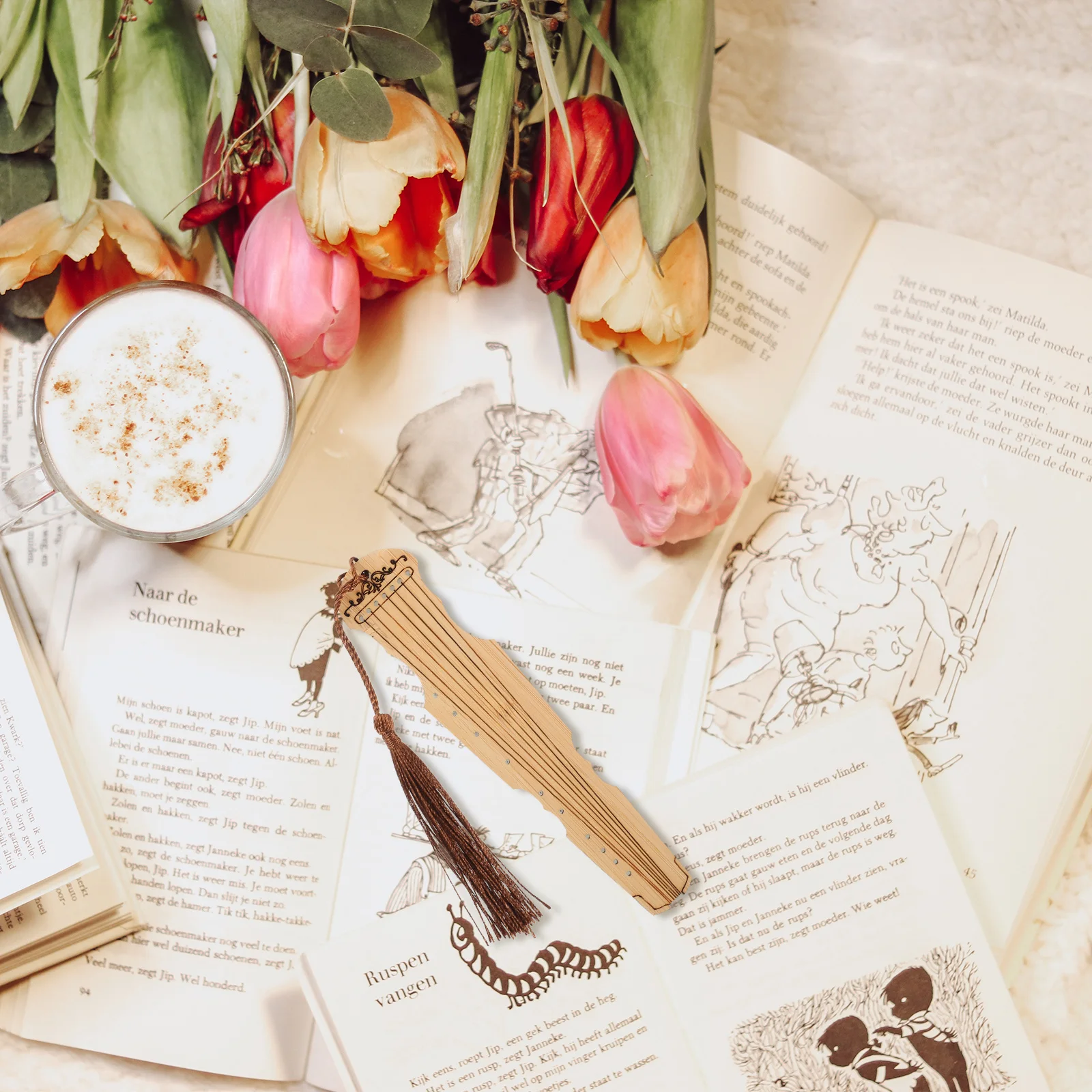 

4pcs Bamboo Bookmark Guqin Shaped Page Markers For Reading Study Diy Blank Bookmarks Gift Decorative Book Lovers Students