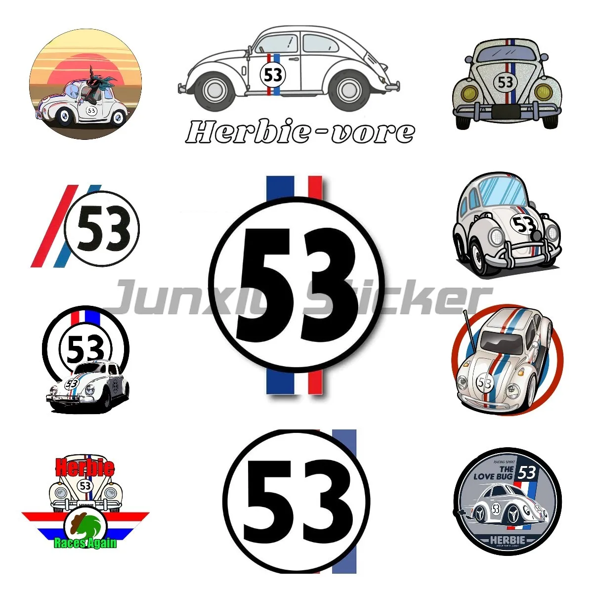 

1 Piece Decals Exterior Accessories Creative Car Sticker Herbie The Love Bug 53 Motorcycle Car Window Decal