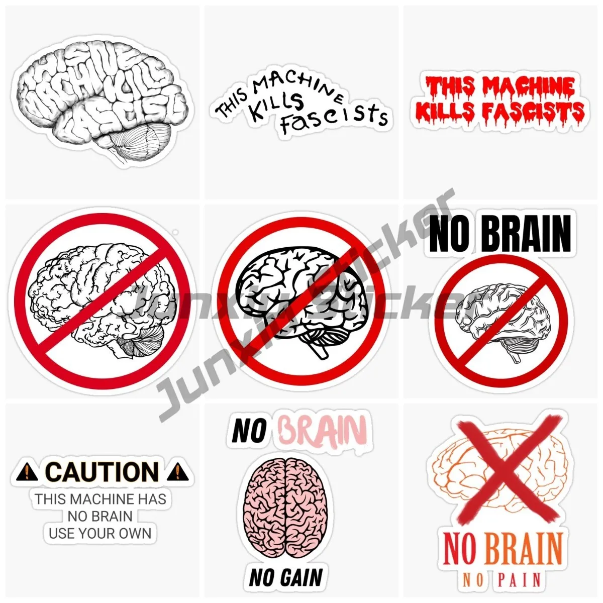 

WARNING NO BRAIN Creative JDM Decoration Vinyl Waterproof Trunk Waterproof Car Wrap Auto Parts