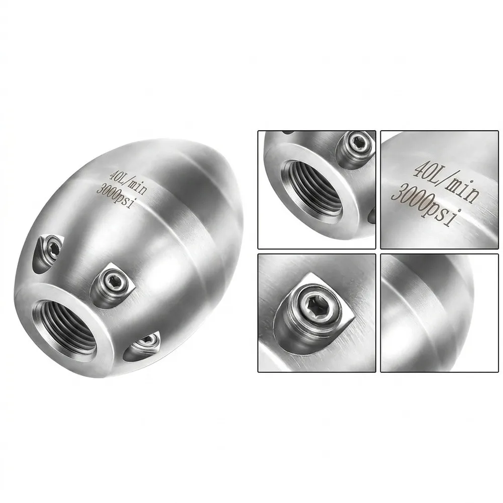 Pipe Cleaning Tool 60*45mm Pressure Washer Nozzle Stainless Steel Construction 40 Lmin Flow Rate Front And Rear Jets