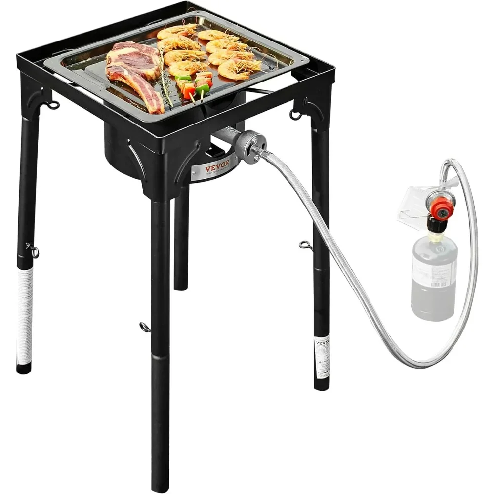 Outdoor Propane Burner Propane Stove with Windscreen Detachable Legs Stand Adjustable PSI Regulator camping Outdoor stove BBQ