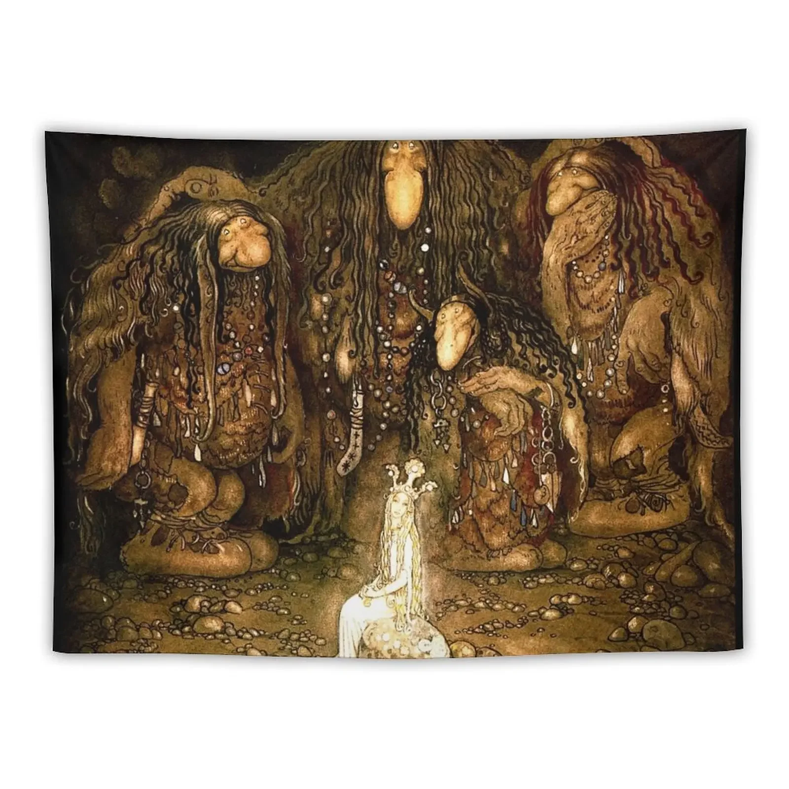 Princess in Troll cave - John Bauer Tapestry Decoration Wall Wall Coverings Tapestry