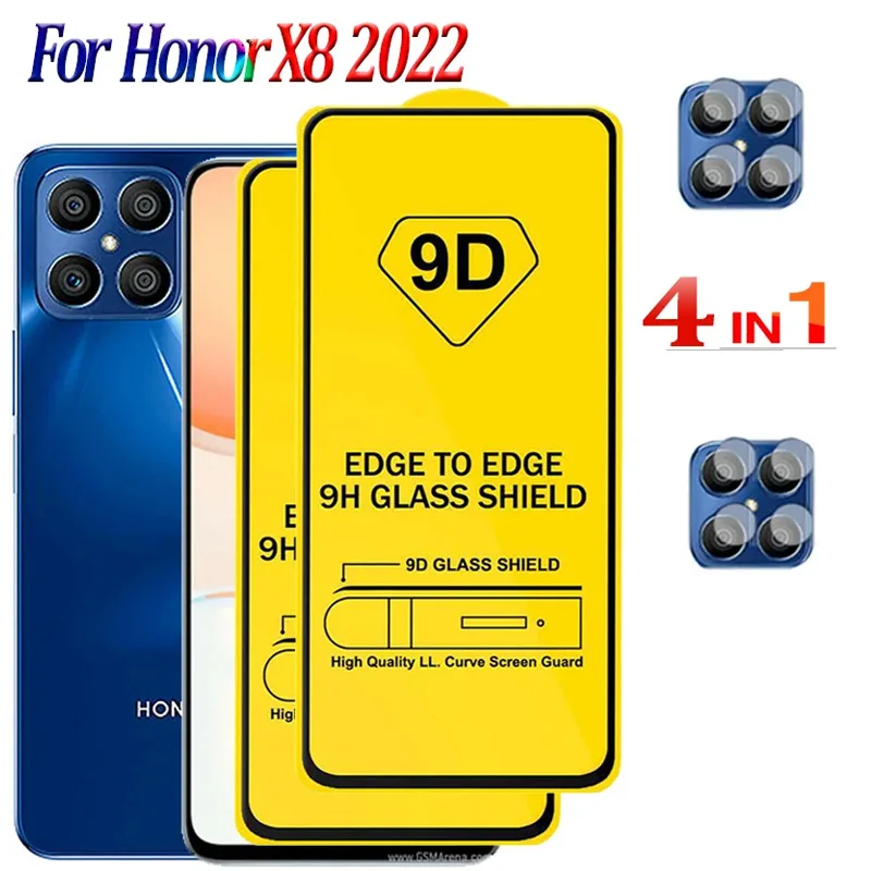 9HD Glass Honor X8 Tempered Glass For Huawei HonorX8 Smarthphone Protective Glass Mica Xonor-X8-2022 TFY LX1 LX2 LX3 Screen Protector Back Film Honor X 8 X-8