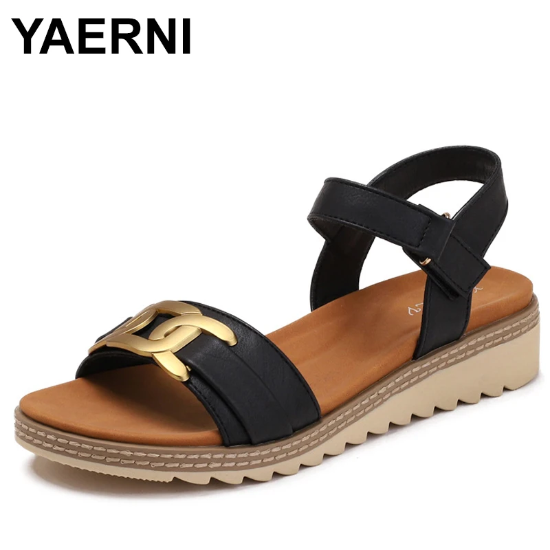 

Модная женская обувь, римские сандалии 2025 года, сабо большого размера, летние сабо на танкетке, костюм на каблуке, женский бежевый роскошный гладиатор, большой комфорт, новинка