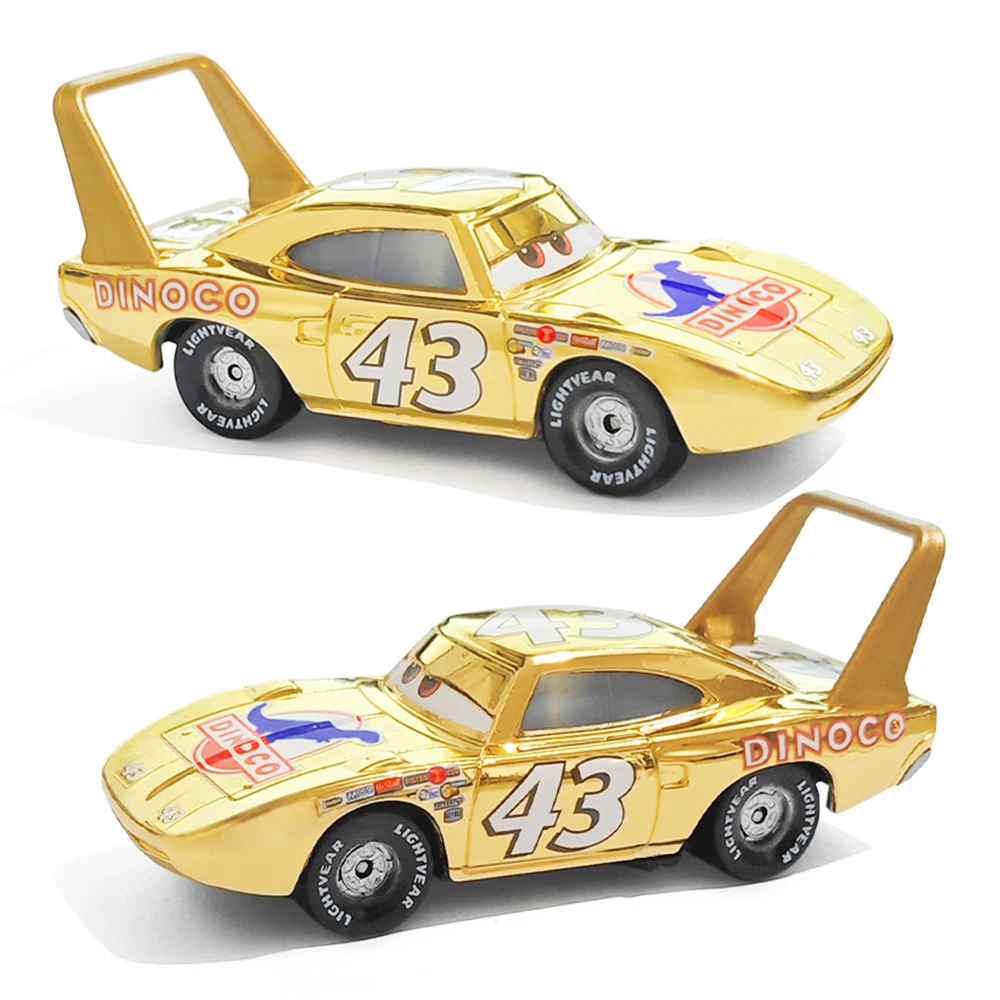 Cars Gold Electroplating Car King 43 Anime Figure Strip Weathers 1/55 Metal Die Casting Dinoco Racing Toys Children's Gifts