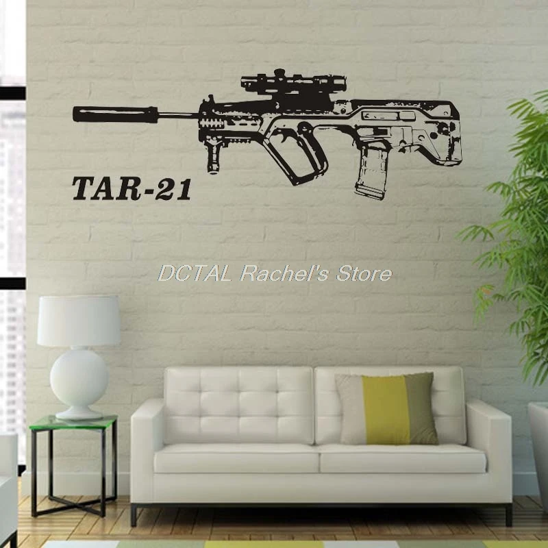 TAR-21 Decal Rifle Wall Sticker Israeli Bullpup Assault Army Vinyl Sticker Murals For Room Decoration