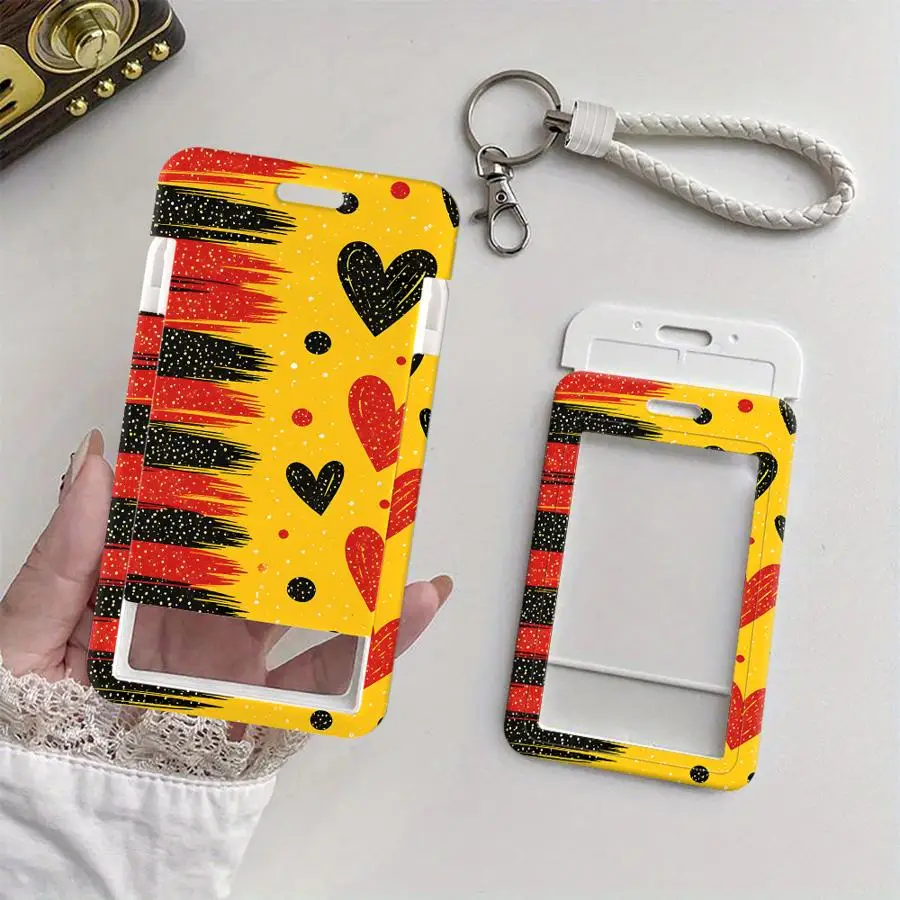 Cover Case 1Pc Card Holder Retractable Credit Card Holders Holders Child Bus with lanyard Badge Bank ID Wave-Point Love Stripe