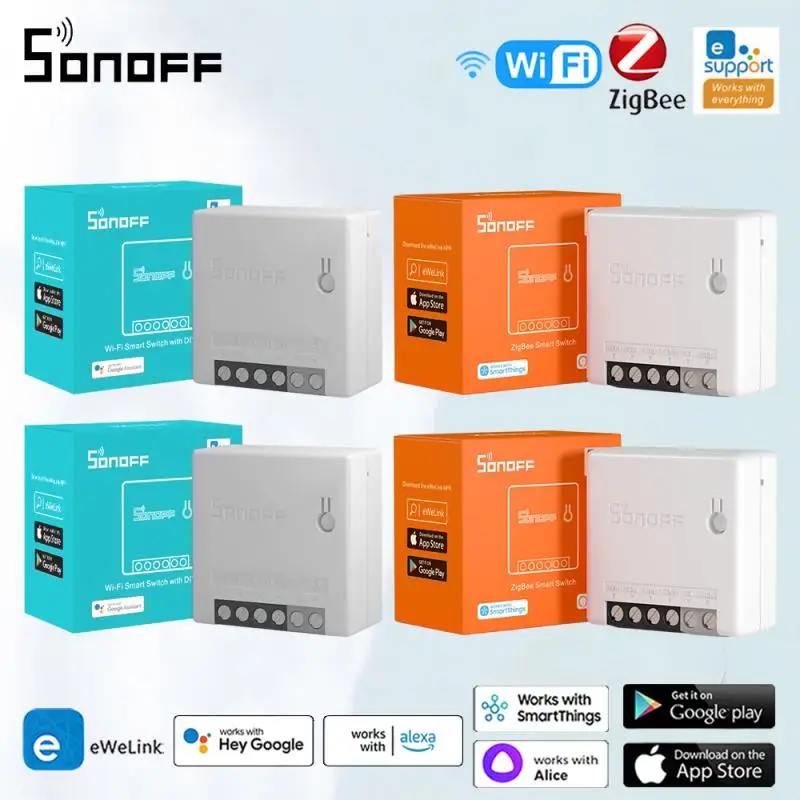 

SONOFF MINIR2 2-Way DIY Smart Wifi Switch Itead Sonoff ZBMINI Switch Remote Control Via EWeLink APP Support Alexa Google Home