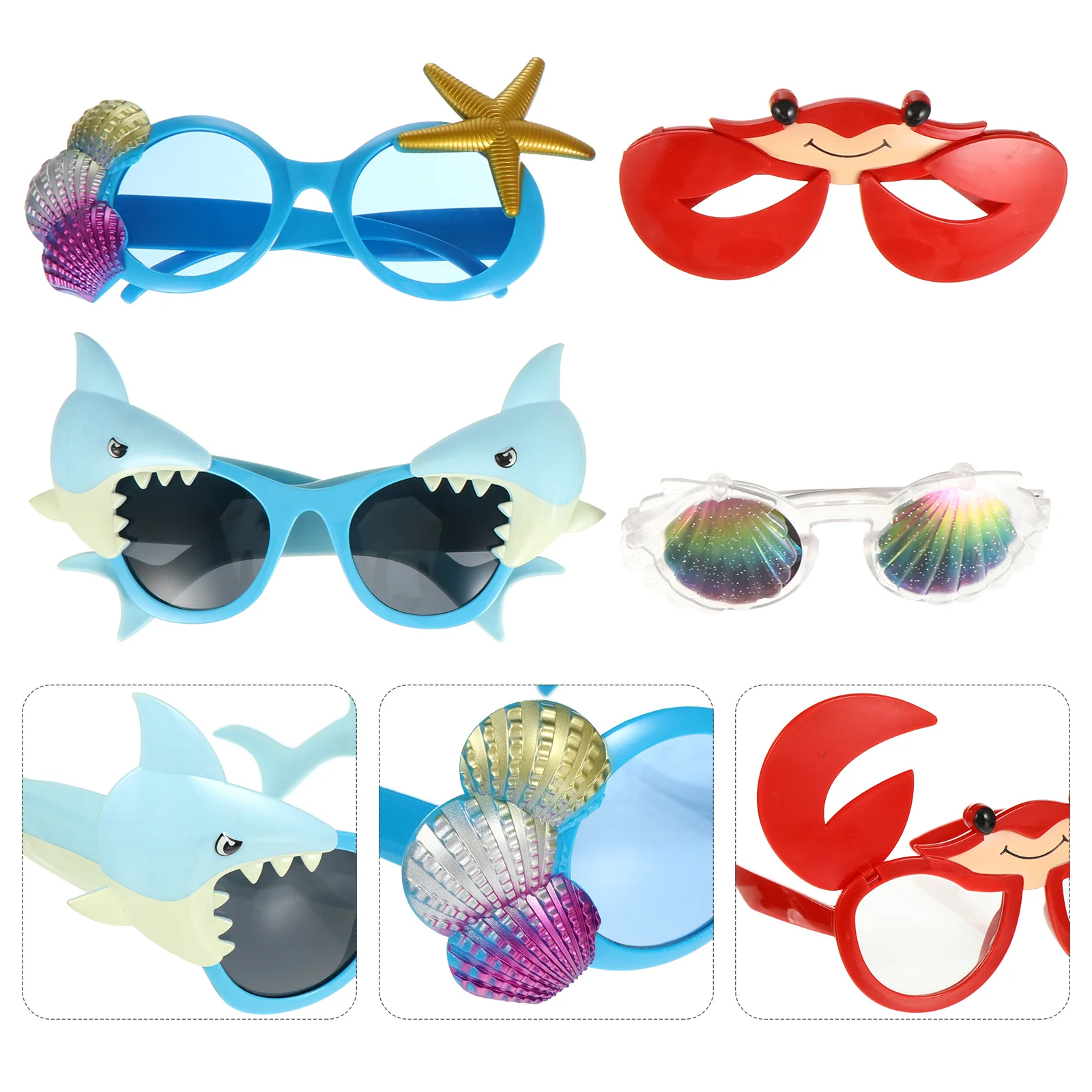 4 Uds. De gafas de cangrejo, gafas creativas de plástico para fiesta, accesorios para fotos para celebración de disfraces de Carnaval hawaiano