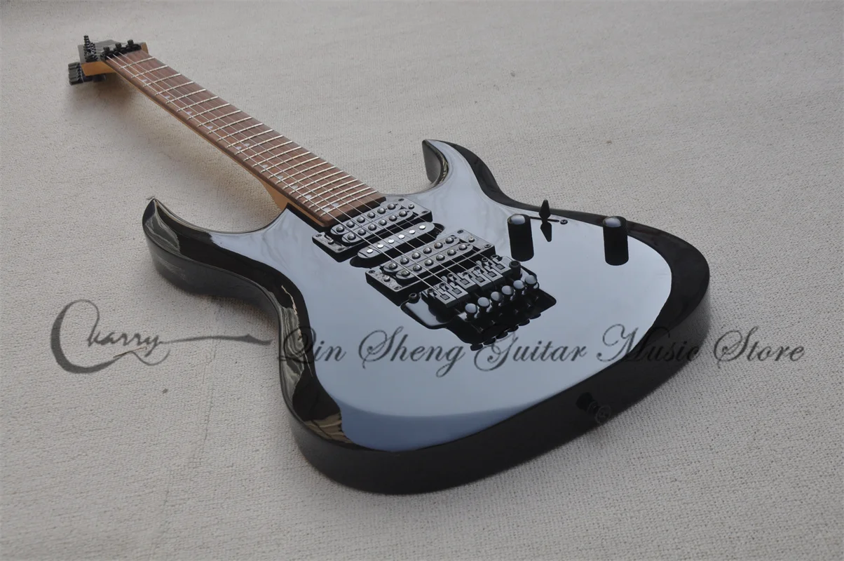 6 strings electric guitar, black X6 guitar,tremolo bridge HSHpickups,black buttons,maple neck,basswood body