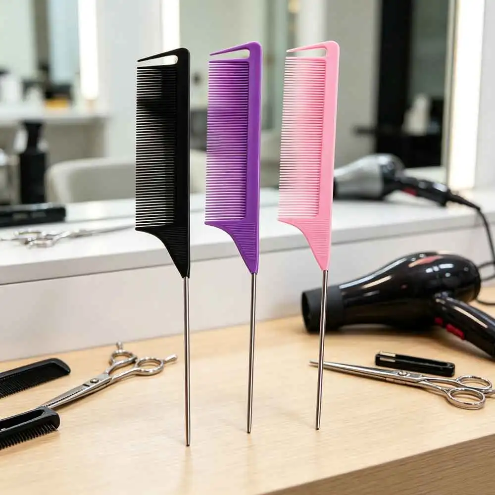 vvocci Pointed Tail Salon NeedlePin Rat Hairdressing Hair Styling Anti-static Comb Hair Brush Tail CombsBarber Accessories Steel