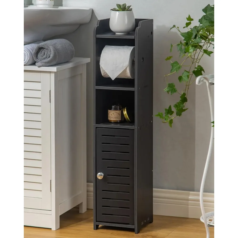 

Toilet Paper Holder Stand: Small Toilet Bathroom Storage Cabinet for Small Spaces