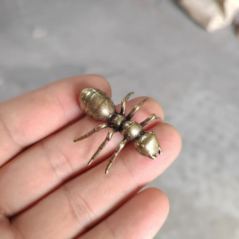 Miniatures Funny Desktop Ornaments Brass Simulation Animal Ant Figurines Accessories Table Tea Pet Crafts Retro Home Decorations