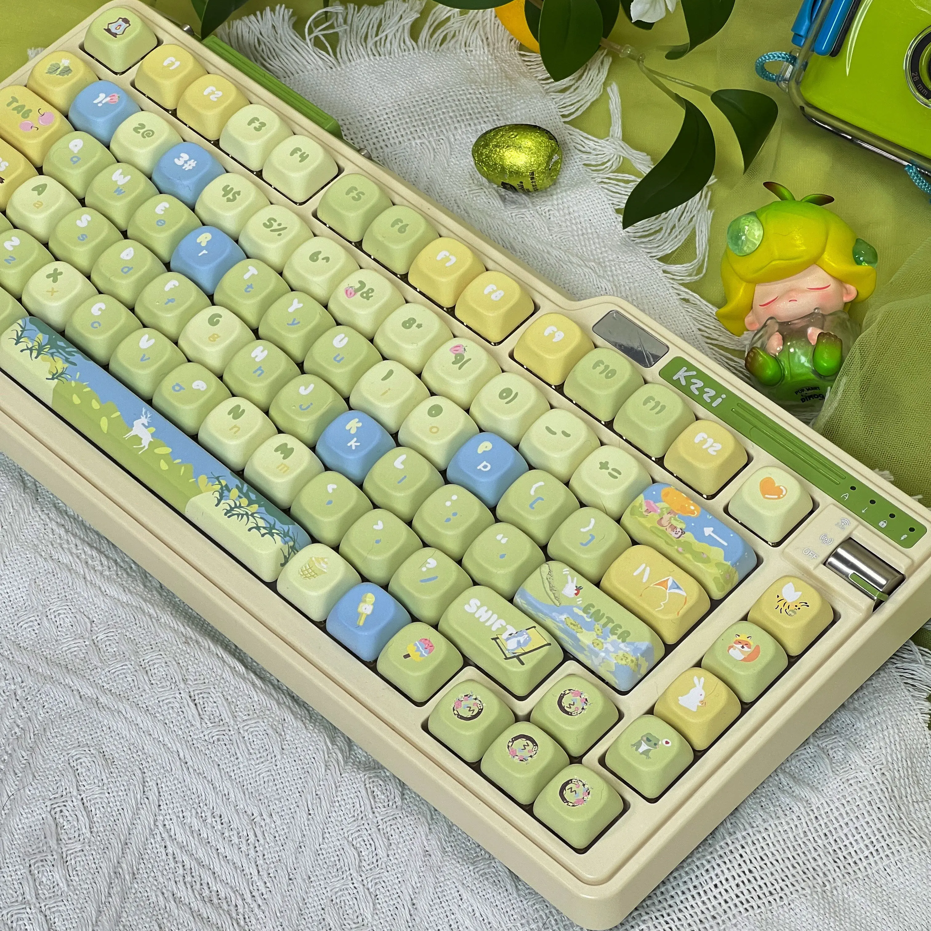 MAIMOOO Forest Language Keycaps Green Cherry PBT Mechanical Keyboard Thermal Sublimation Keycaps Moa Cute