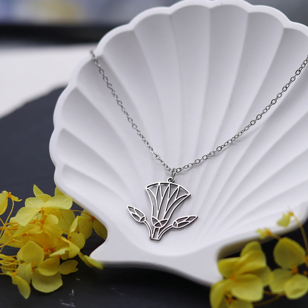 نبات الأزهار الترقوة المختنق قلادة من الفولاذ المقاوم للصدأ لذيذ صباح المجد زهرة قلادة سلاسل قلادة للنساء فتاة مجوهرات #3