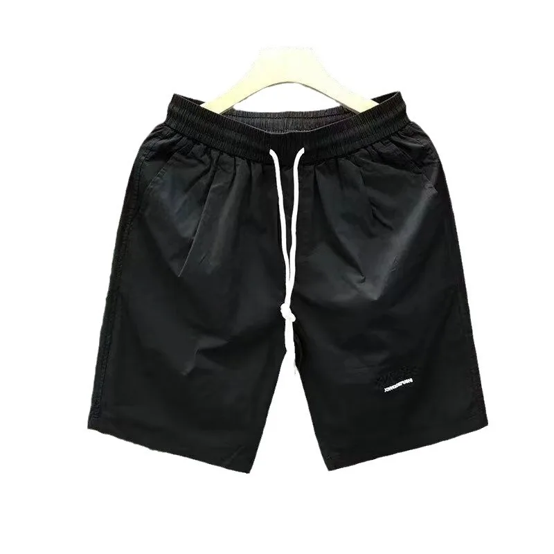 Trendy Solid Color Men's Shorts Summer Breathable Casual Loose Straight Shorts Men's Sports Quick-Drying Cropped Pants