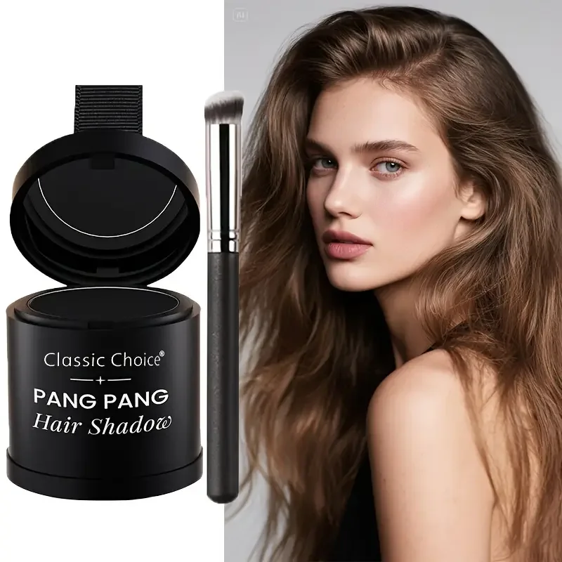 قطعتان من بودرة ظلال الشعر + فرشاة، مقاومة للبقع، يخفي خط الشعر وجذر الشعر على الفور، حشو مسحوق خط الشعر المقاوم للماء #2