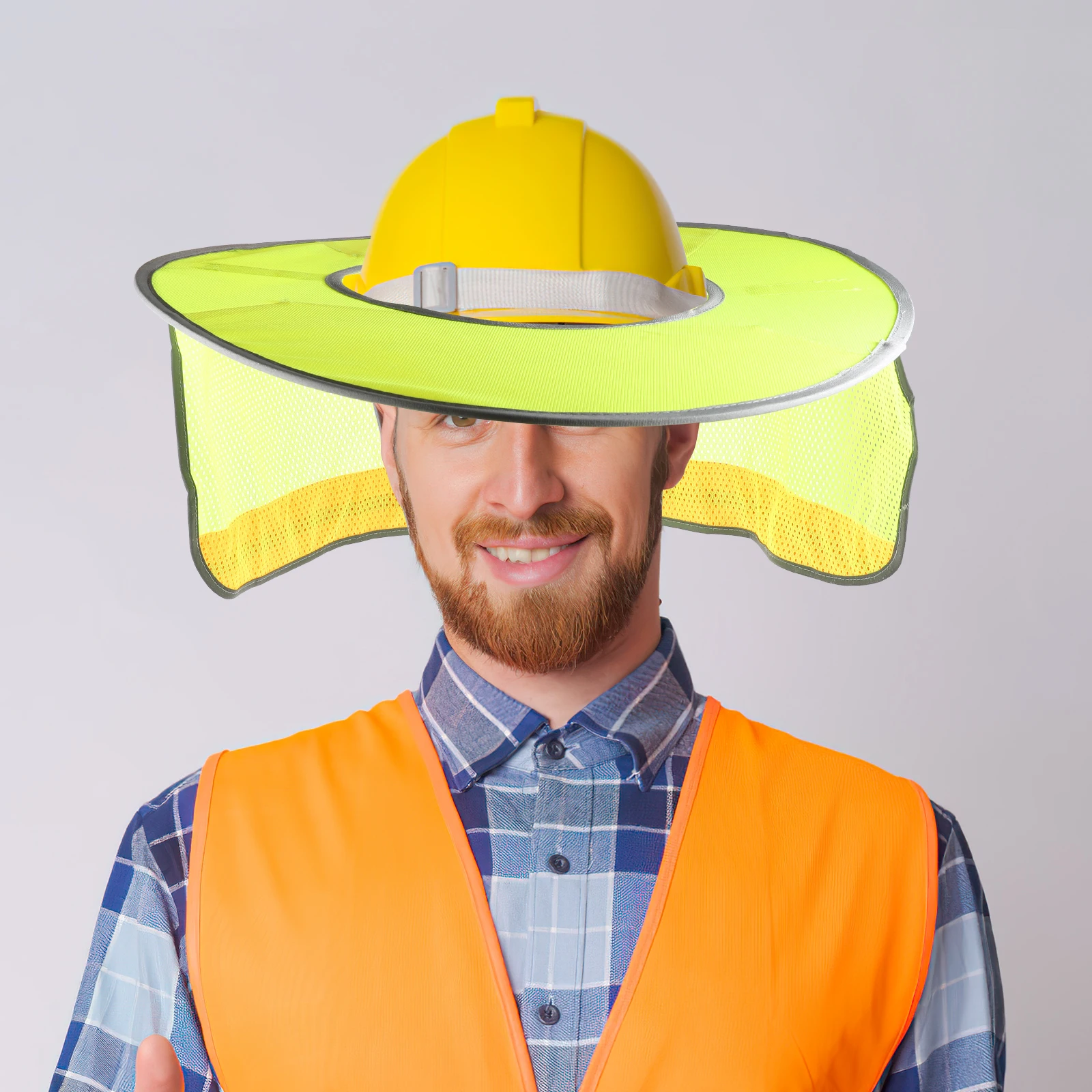 Full Brim Shield High Visibility Mesh Sunshade Cloth Large Diameter Safety Hat Accessories