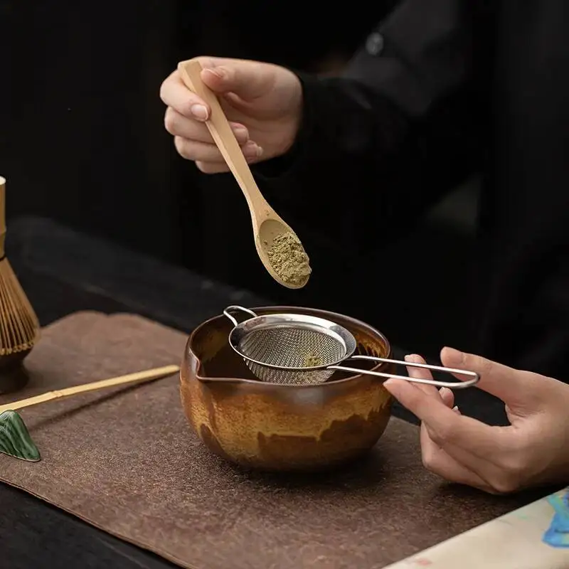 

8PCS New Japanese Style (Ancient Kiln) Matcha Set, Ceramic Matcha Bowl，Tea Scoop, Complete Tea Ceremony Tools, For Making Matcha