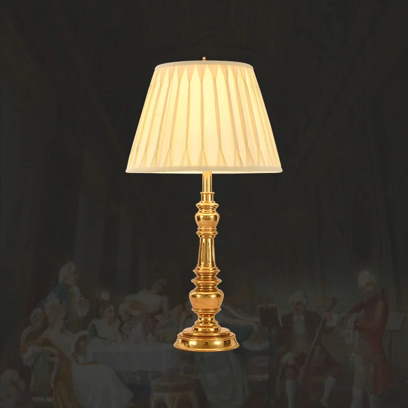 European copper bedroom bedside table lamp American office desk study lamp