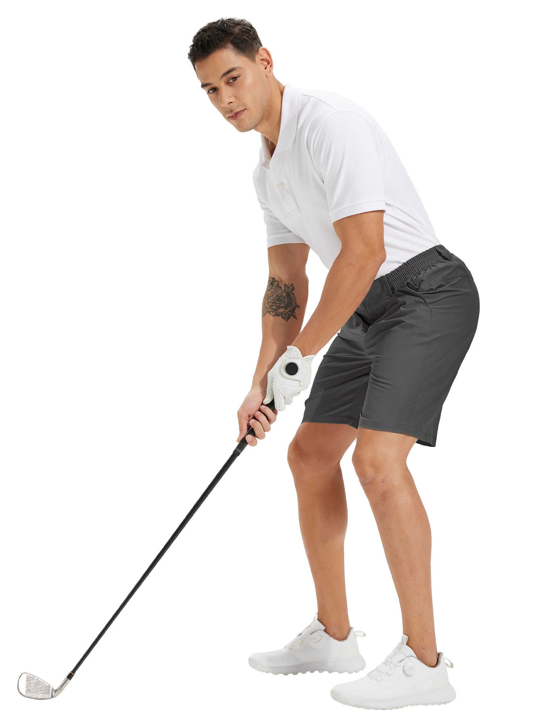 Sommer Herren Freizeitshorts Business- & Golf-Hosen, Atmungsaktive Relaxed-Fit-Shorts mit Schnellverschluss-Taschen – Detail 40