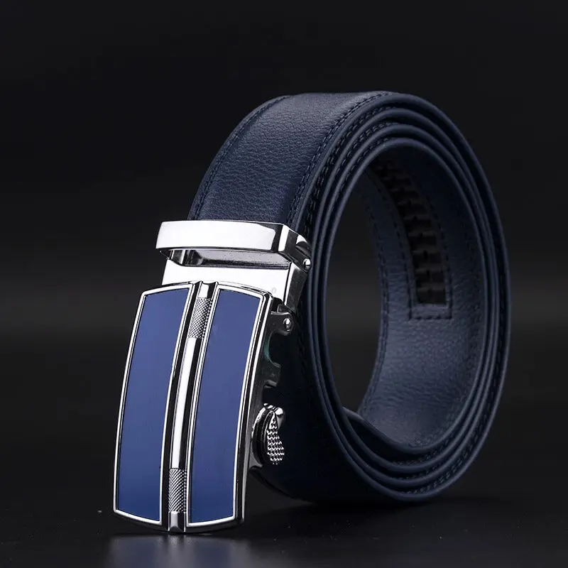 

Ремень для свадебной вечеринки, мужской ремень из воловьей кожи, автоматическая пряжка, синие поясные ремни