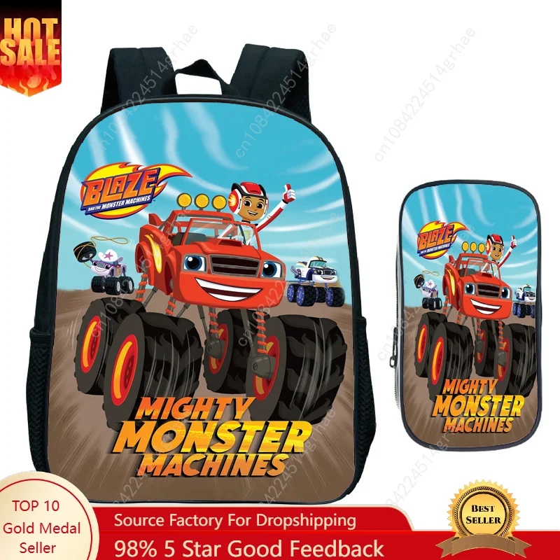 2pcs Blaze and the Monster Machines Backpack Cartoon Blaze Car Baby Kindergarten Schoolbag Kids Girl Boy Bag
