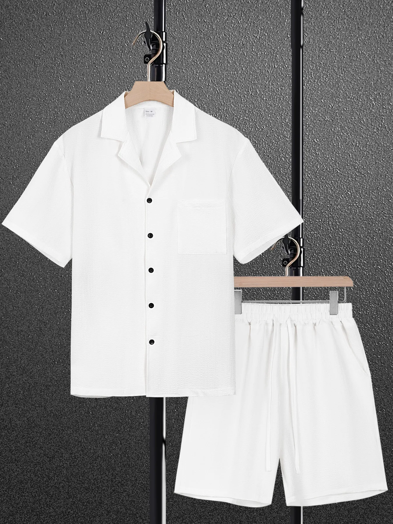 

Tracksuit Summer suit New Fashion Men's Casual Trendy 2 Piece Sets Turn-down Collar Short Sleeve Singlr-breasted Shirts Shorts