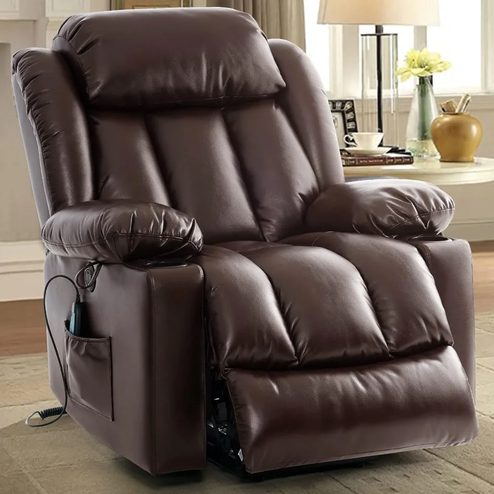 

Power Lift Recliner Chair for Elderly with Massage and Heat, Breathable Leather Recliner Chair for Adults, 2 Cup Holders