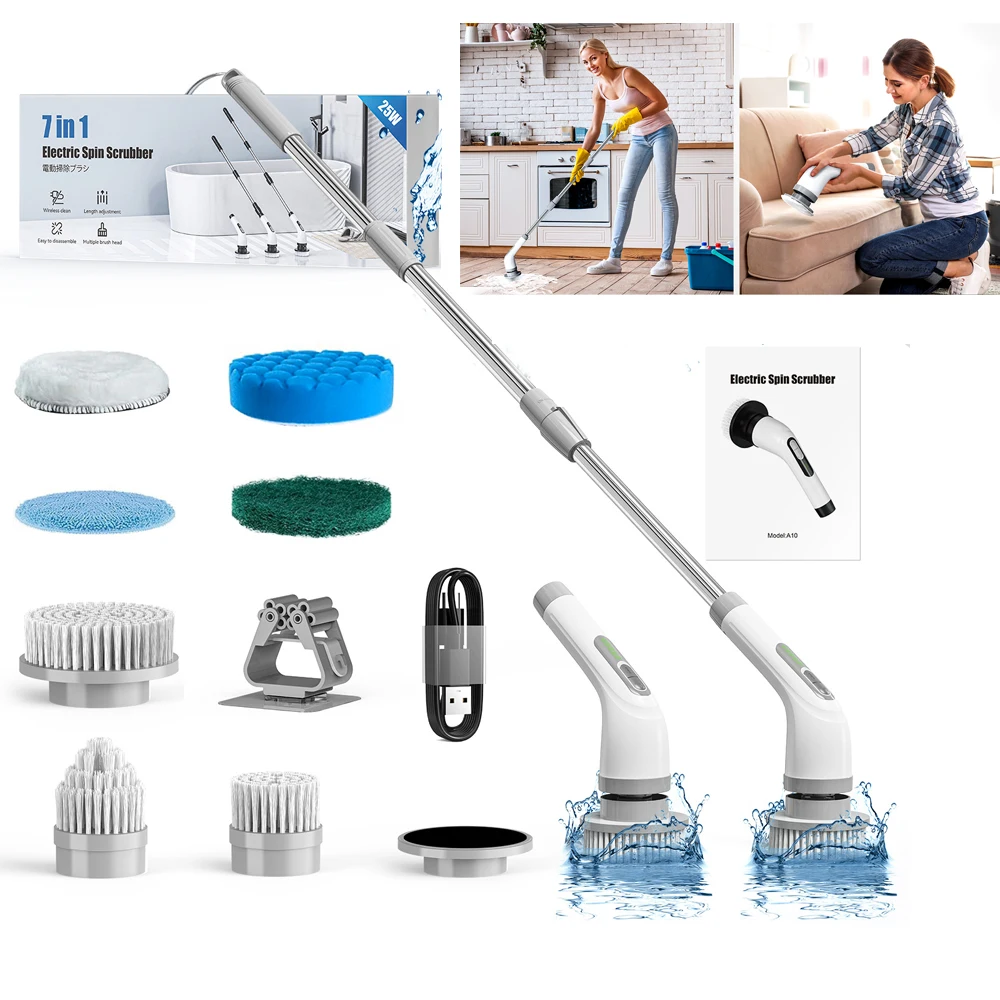 

Электрическая щетка для чистки ванной комнаты 10 в 1, многофункциональная бытовая беспроводная электрическая щетка для чистки кухонного туалета