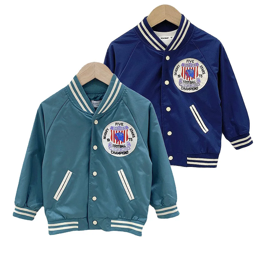 2023 New Autumn Baseball Jacket Kids Boys Coats Sweatshirt Tiny Korean Casual Loose Pocket Letter Baseball Uniform Outerwear