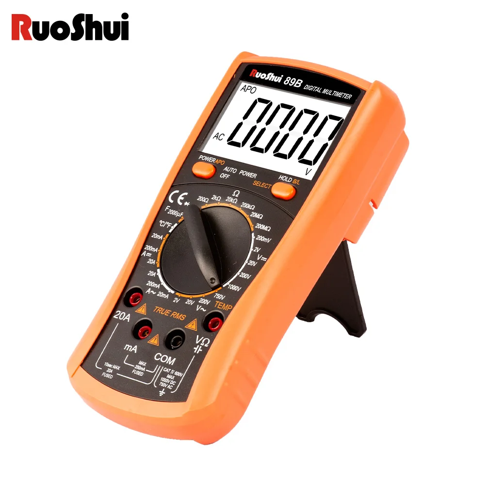 RuoShui 89B Multimeter True RMS Intelligent Overload protection 2000 counts Resistance Temperature Capacitance Diode multi meter