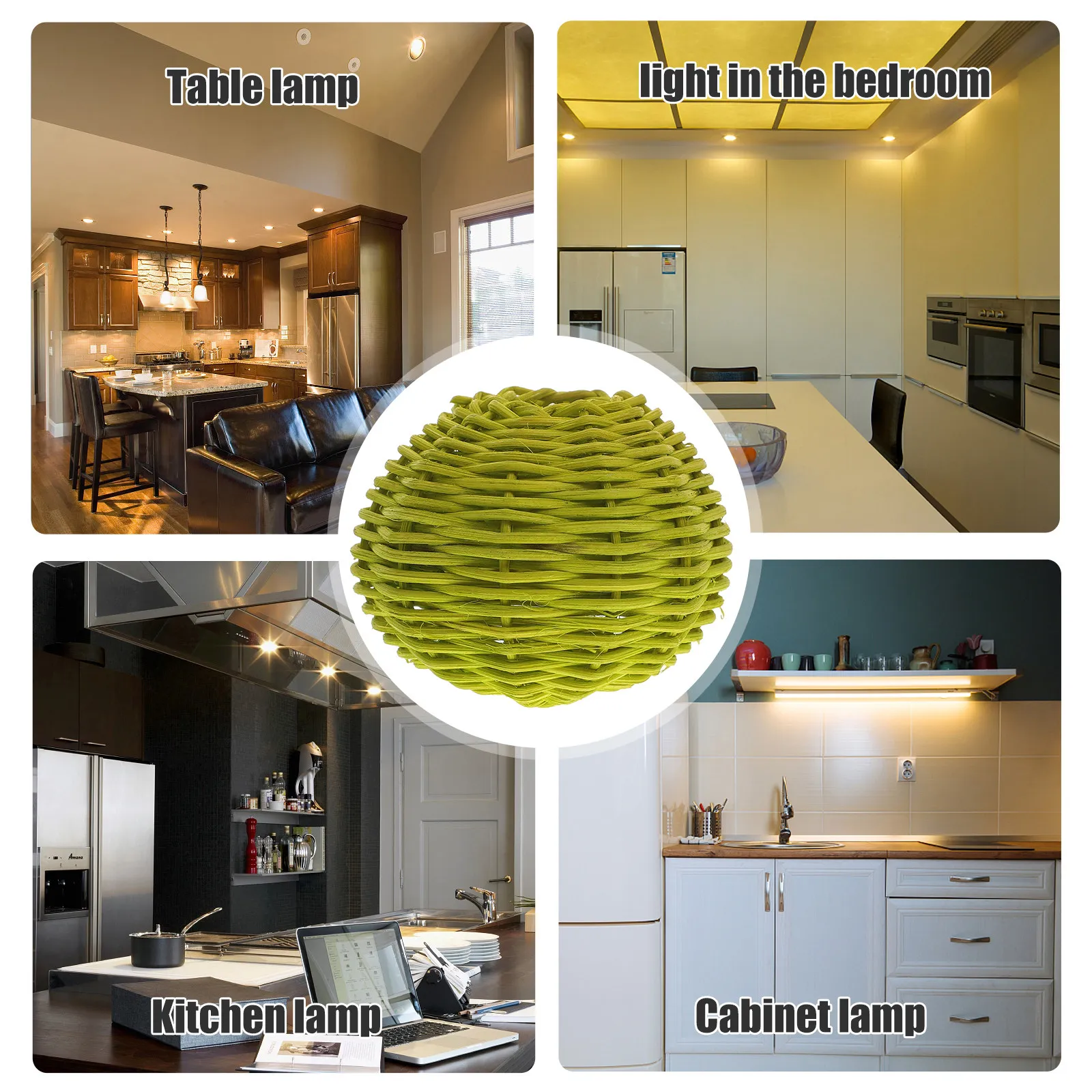 2Pcs Rattan Woven Lampshades Ball Shape Dustproof Lamp Covers Home Decor Table Lamp Accessory Living Room Bedroom Study