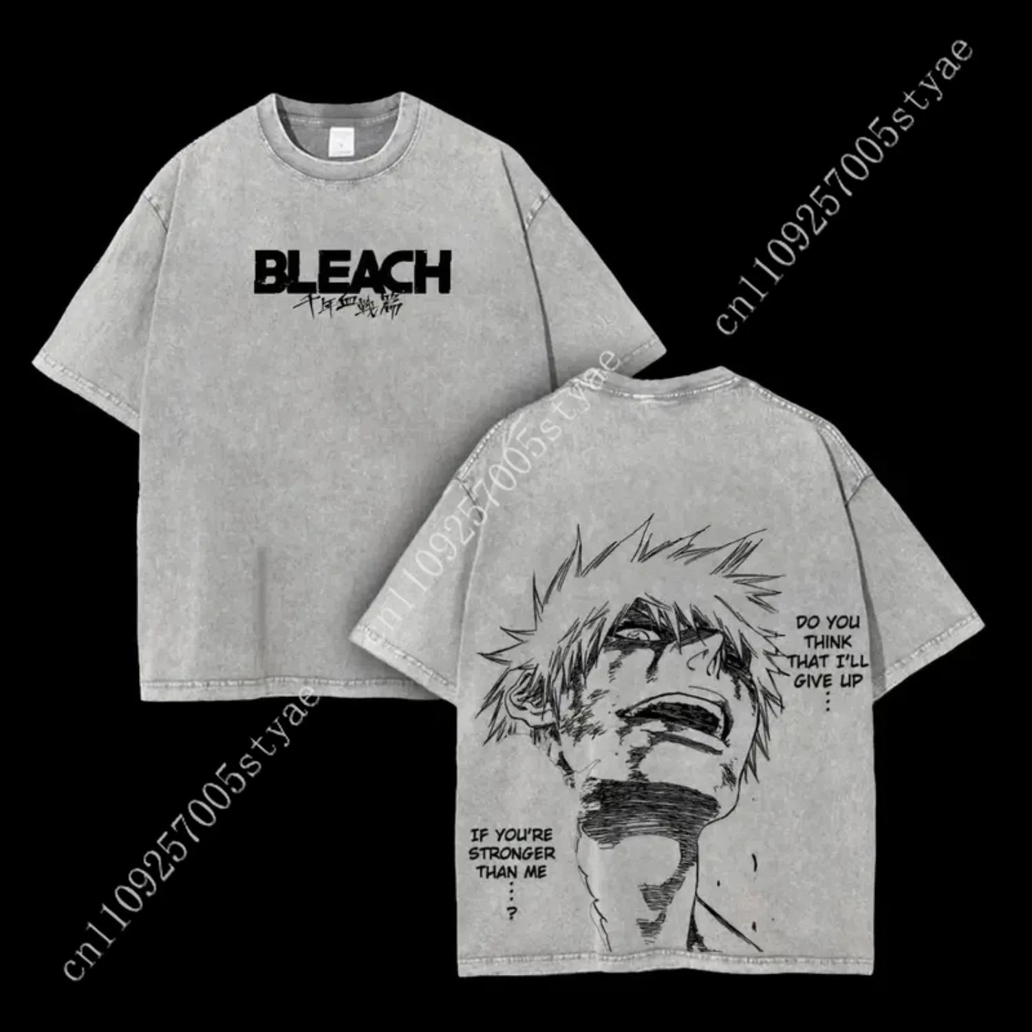 Bleach Kurosaki Ichigo Printed Clothing Men Women Short Sleeve T-shirts Washed Cotton Tshirt Vintage Casual T Shirt Harajuku Tee