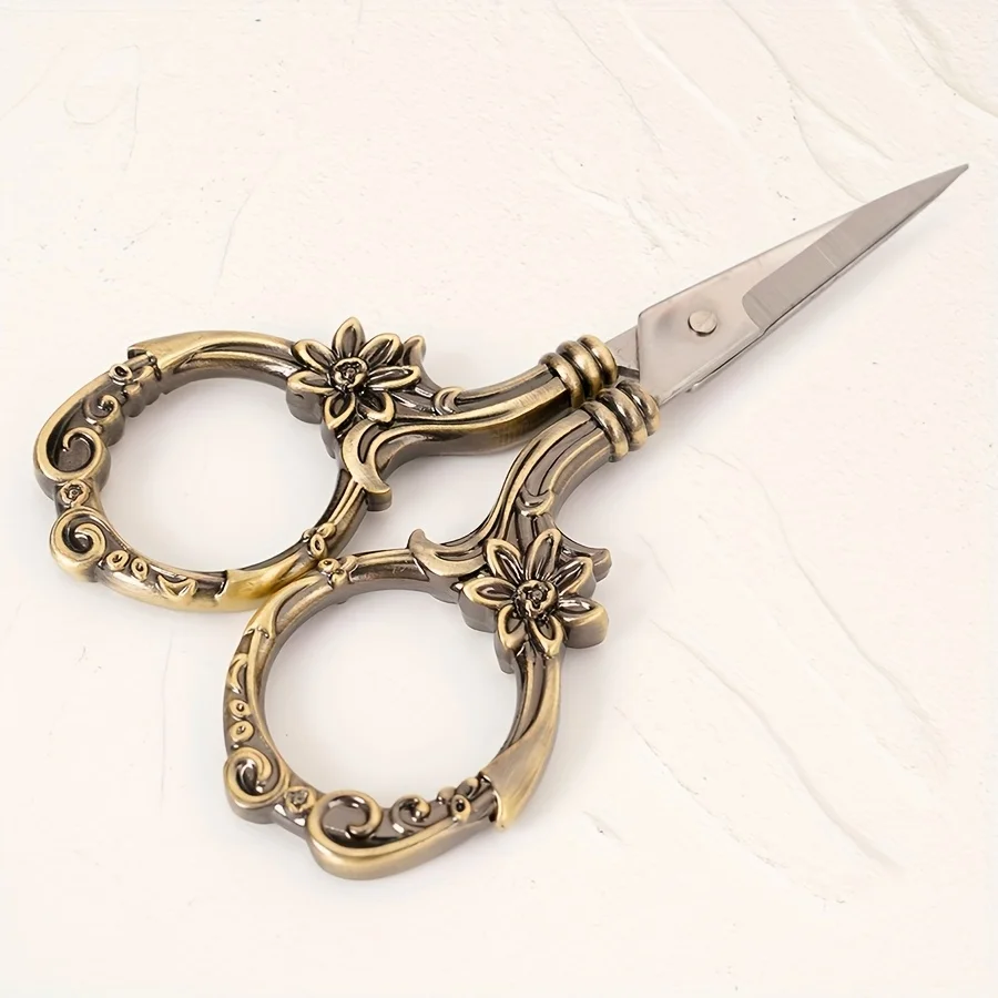 Retro Small Zhuju Scissors Household Multi-Purpose Cross-Stitch Paper-Cutting Thread Ends - Durable Fabric Small Scissors